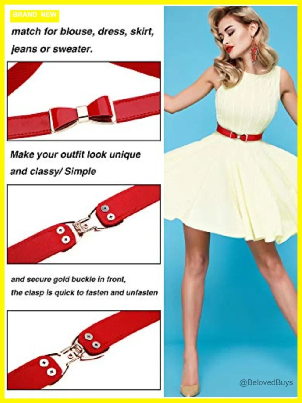 Skinny Waist Belt Set of 3 with Bow Faux Leather Stretch
